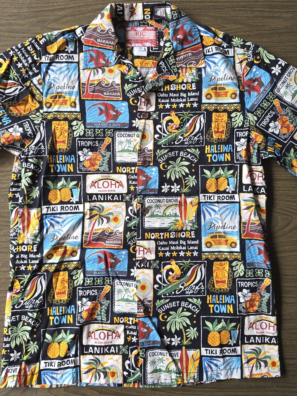 RJC Vintage Aloha Hawaii Short-Sleeve Men's Button Shirt SMALL Vacation Travel